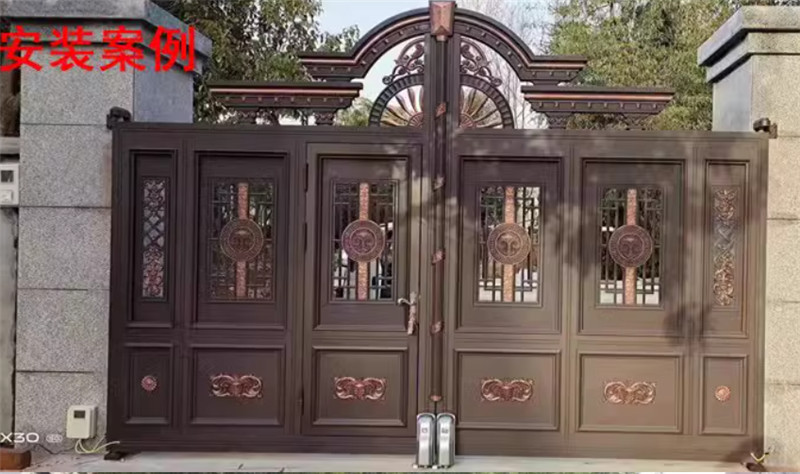 别墅庭院双开大门开门机安装